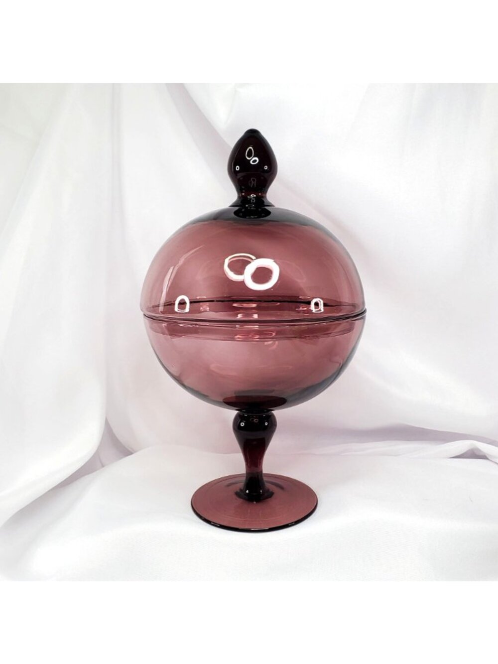 VTG Amethyst Wine Purple Glass Empoli Apothecary Compote Pedestal Candy Dish - Picture 12 of 13